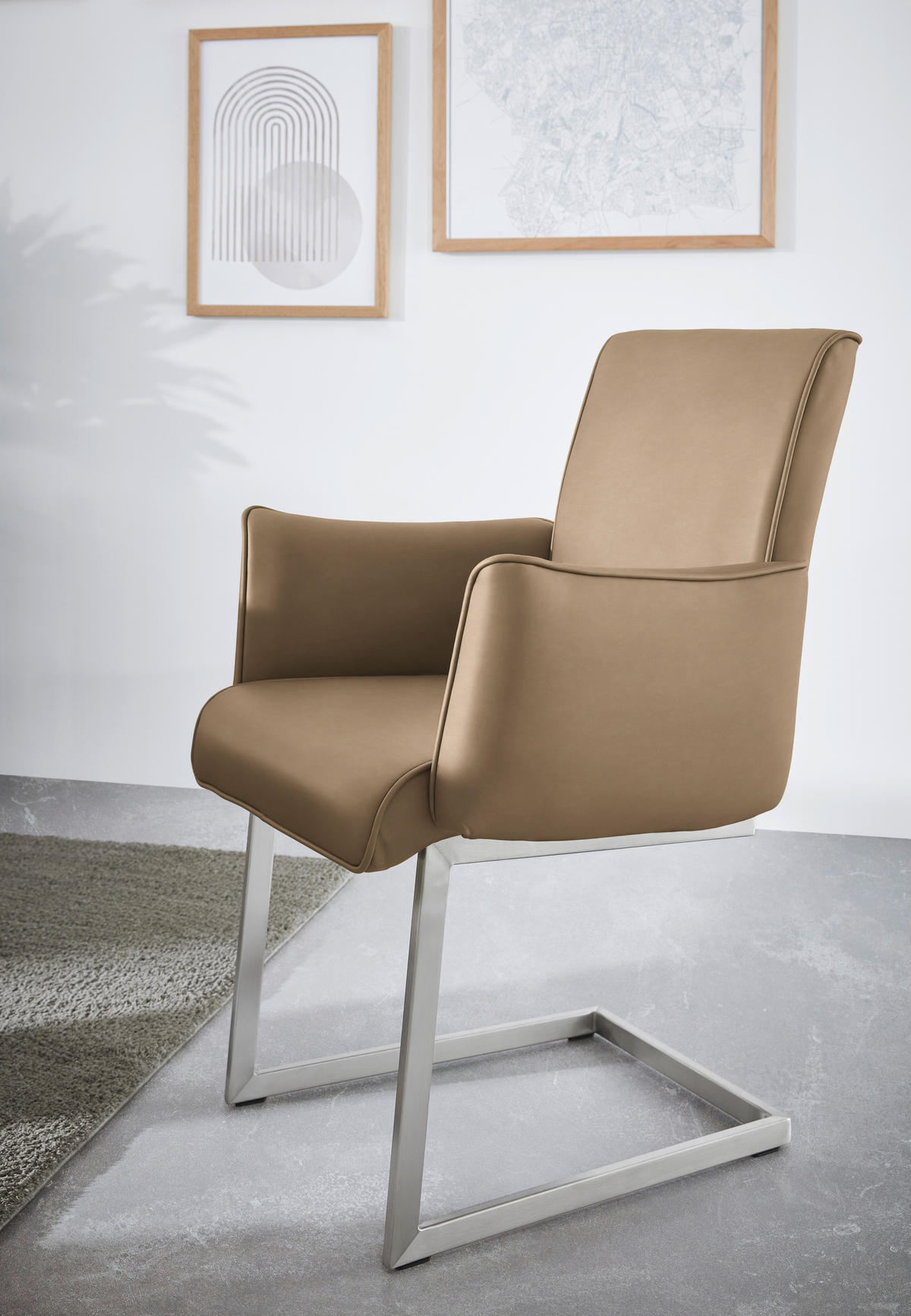 ARMLEHNSTUHL  in Stahl Mikrofaser  - Sandfarben/Edelstahlfarben, Design, Holzwerkstoff/Textil (63/91/60cm) - Dieter Knoll