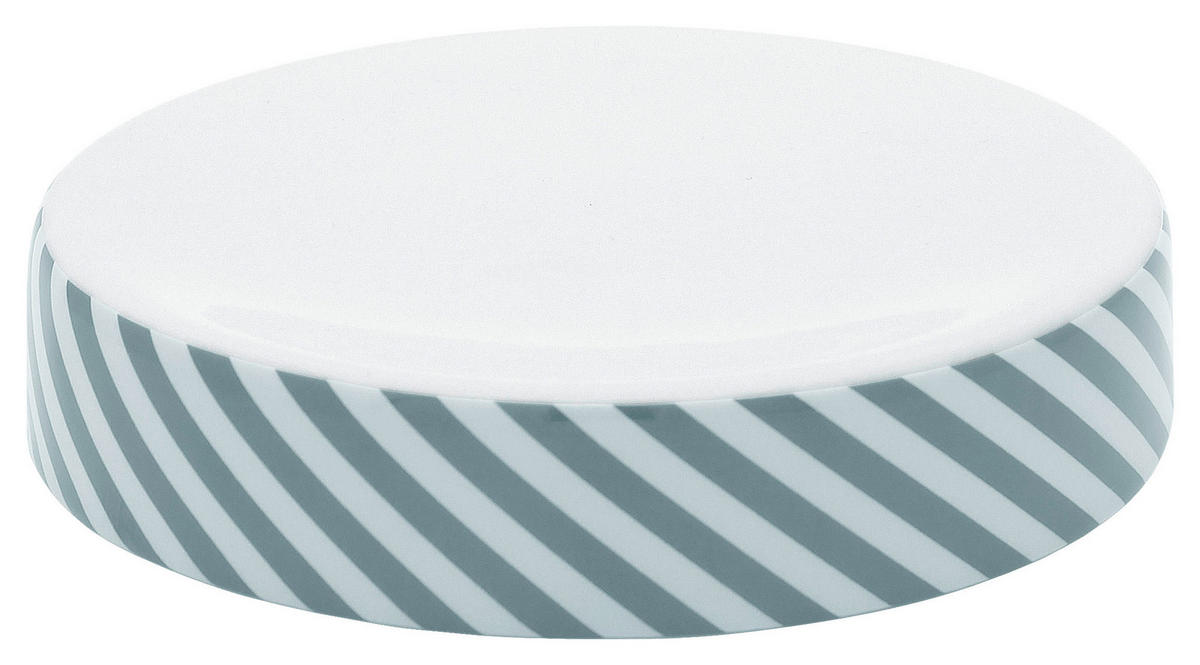 SAVONIERĂ ceramică  - alb/gri, Basics, ceramică (12/2,7cm) - Sadena