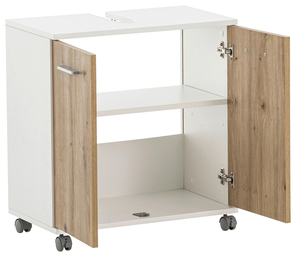 WASCHBECKENUNTERSCHRANK 60/63,4/32,6 cm  - Chromfarben/Weiß, KONVENTIONELL, Holzwerkstoff/Kunststoff (60/63,4/32,6cm) - Stylife