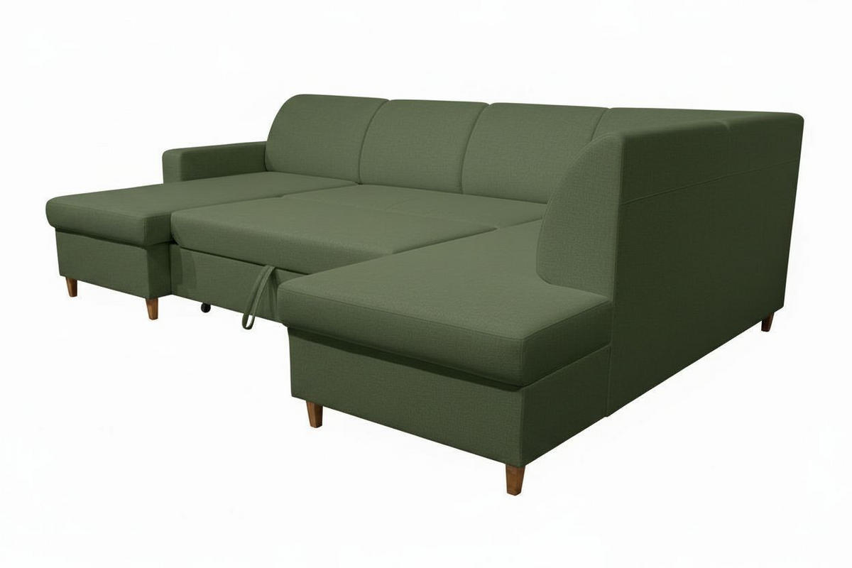 WOHNLANDSCHAFT NIKAS Grün Bouclé  - Buchefarben/Grün, Design, Holz/Textil (310/160/145cm) - MID.YOU