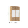 SCHWEBETÜRENSCHRANK 137/223/68 cm 2-türig Weiß, Eiche Artisan  - Eichefarben/Weiß, Design, Glas/Holzwerkstoff (137/223/68cm) - Xora