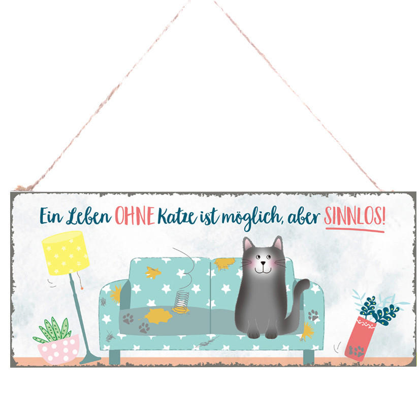 DEKOSCHILD 30,5/13 cm  - Weiß/Hellblau, LIFESTYLE, Metall (30,5/13cm)