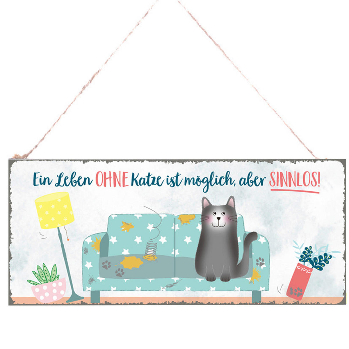 DEKOSCHILD 30,5/13 cm  - Weiß/Hellblau, LIFESTYLE, Metall (30,5/13cm)