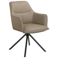 ARMLEHNSTUHL  Sitzfläche 360° drehbar, automatische Rückholfunktion  Echtleder  Schwarz, Taupe  - Taupe/Schwarz, Design, Leder/Metall (60/84/64cm) - Novel