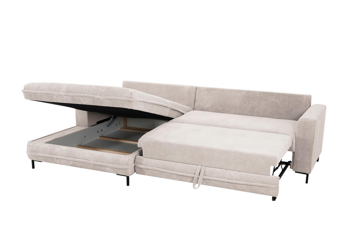 ECKSOFA Cord Creme  - Creme/Schwarz, Design, Textil/Metall (174/272cm) - MID.YOU