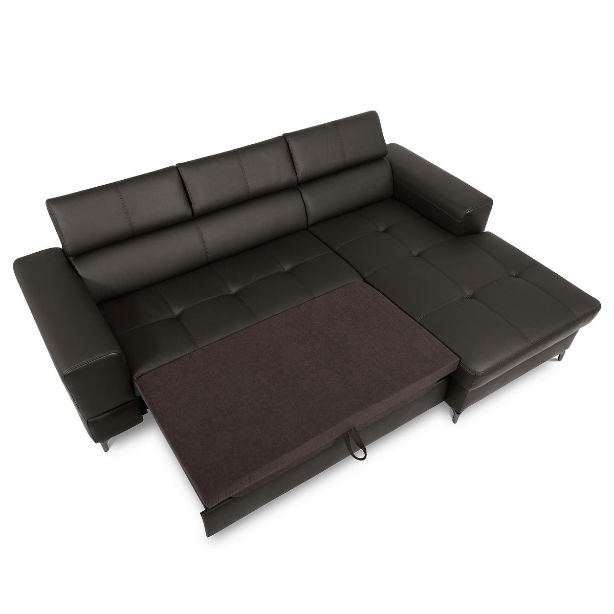 ECKSOFA  in Lederlook Echtleder Dunkelbraun  - Dunkelbraun/Schwarz, Design, Leder/Textil (247/173cm) - Livetastic