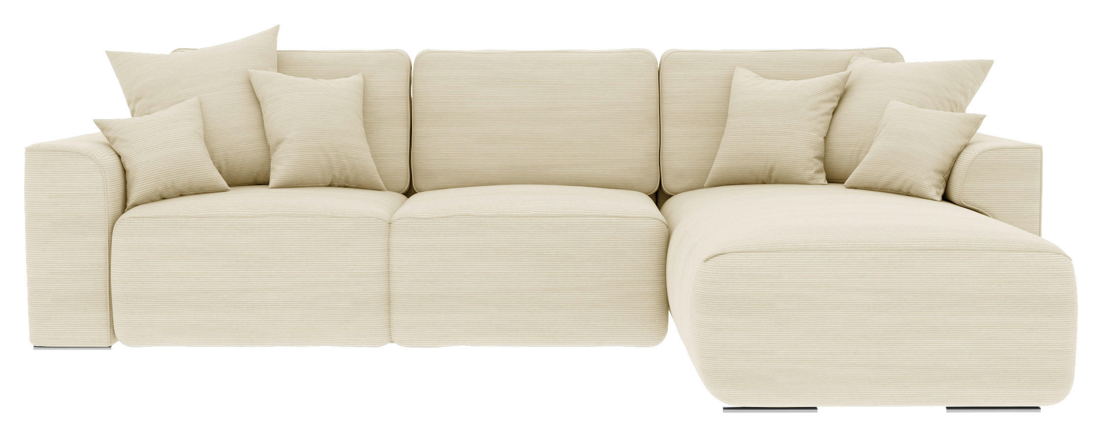 ECKSOFA Beige Cord  - Chromfarben/Beige, KONVENTIONELL, Kunststoff/Textil (293/195cm) - Carryhome