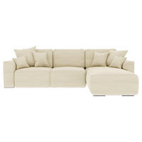 ECKSOFA in Cord Beige  - Chromfarben/Beige, Konventionell, Kunststoff/Textil (293/195cm) - MID.YOU