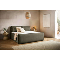 BOXBETT 180/200 cm,  in Waldgrün, Kissen, Bettkasten, Topper, H3 + H3 = fest  - Waldgrün/Schwarz, Design, Kunststoff/Textil (180/200cm) - Chameo