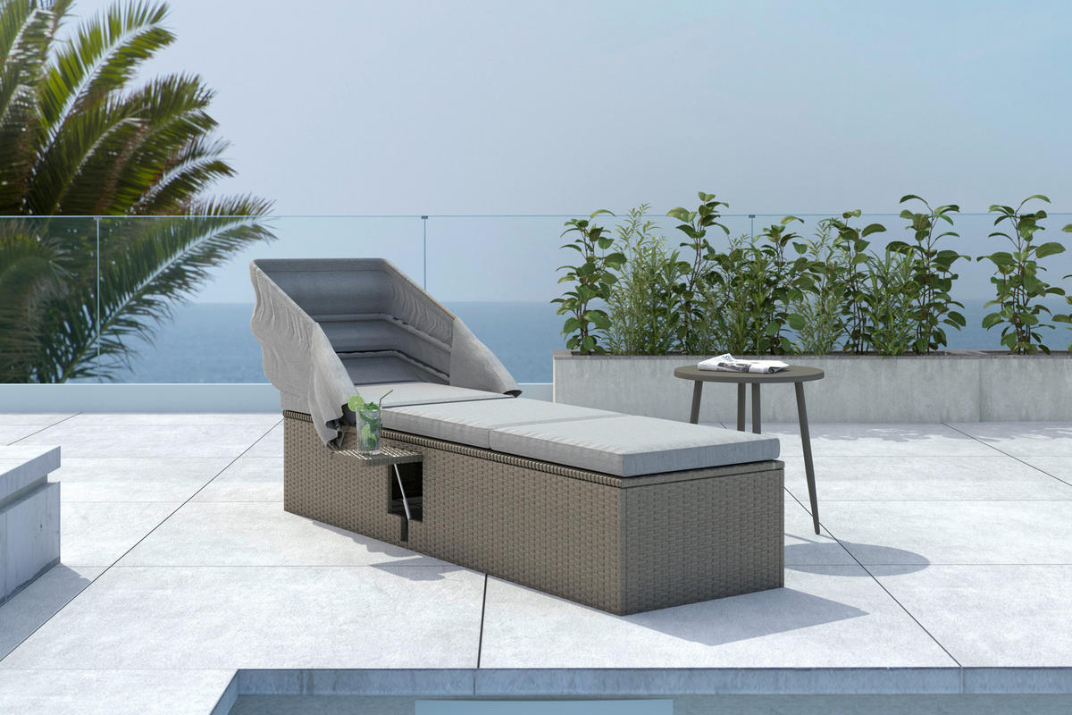 OPALOVACÍ LÉHATKO plast, kov - šedá, Moderní, kov/plast (195/60/33/145cm) - Ambia Garden