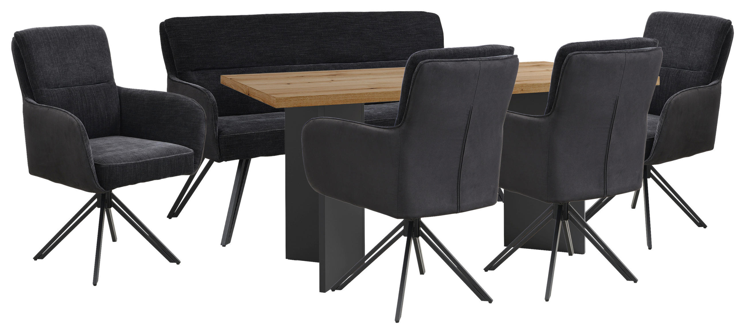 STUHL-SET - Schwarz, MODERN, Textil/Metall (62/94/70cm) - MID.YOU