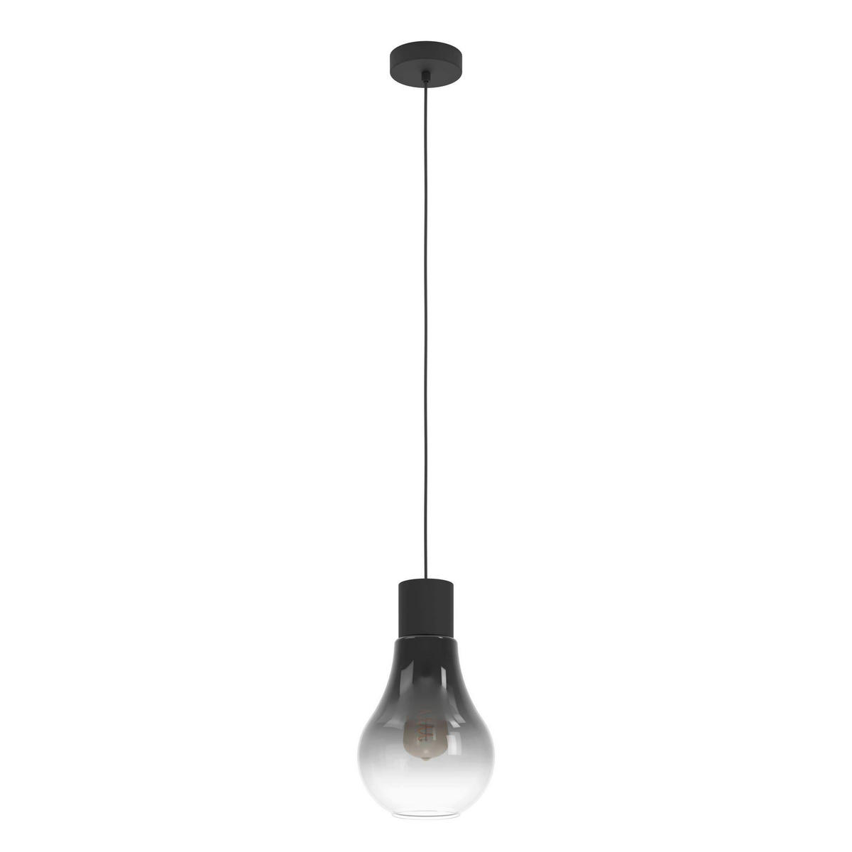 HÄNGELEUCHTE 20/110 cm    - Schwarz/Grau, Konventionell, Glas/Metall (20/110cm) - Eglo