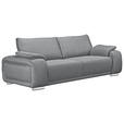 3-SITZER-SOFA Lederlook Grau  - Chromfarben/Grau, KONVENTIONELL, Textil/Metall (241/85/95cm) - Carryhome