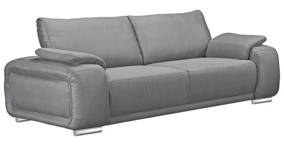 3-SITZER-SOFA Lederlook Grau - Chromfarben/Grau, KONVENTIONELL, Textil/Metall (241/85/95cm) - Carryhome