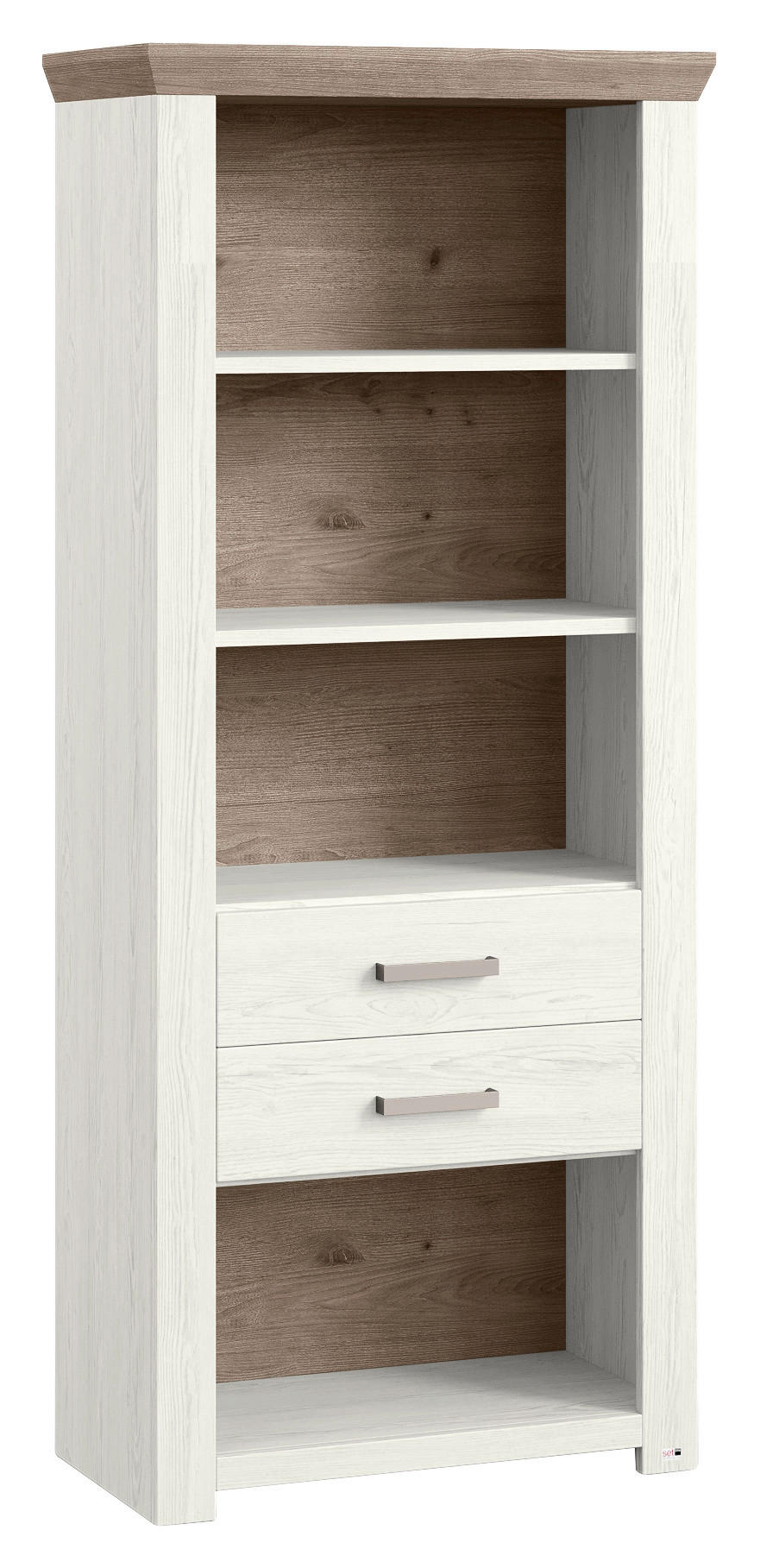 REGAL Weiß, Eichefarben  - Eichefarben/Weiß, Design, Holzwerkstoff/Metall (74,5/174,6/42,2cm) - SetOne by Musterring