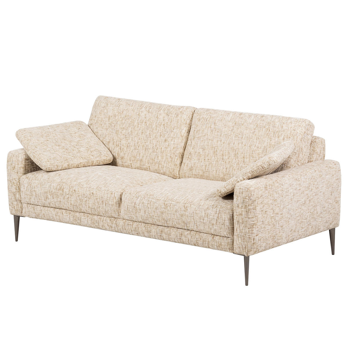 3-SITZER-SOFA Webstoff Beige  - Beige/Schwarzchrom, Design, Textil/Metall (187/85/92cm) - Livetastic