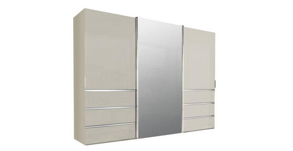 SCHWEBETÜRENSCHRANK 300/217/67 cm 3-türig Champagner - Chromfarben/Champagner, Design, Glas/Holzwerkstoff (300/217/67cm) - Novel