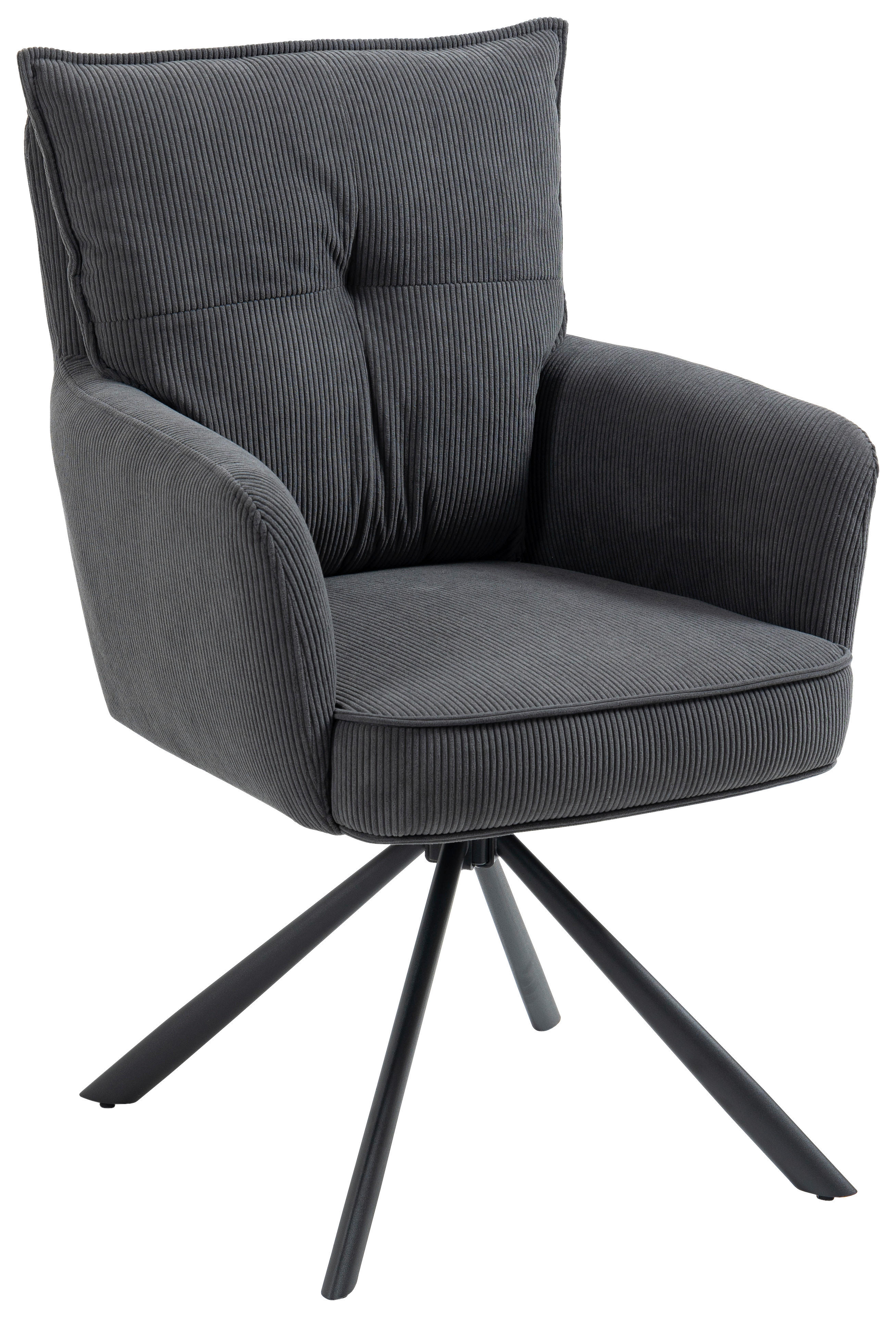 ARMLEHNSTUHL  in Eisen Cord  - Anthrazit/Schwarz, Design, Textil/Metall (60/95/67cm) - Novel