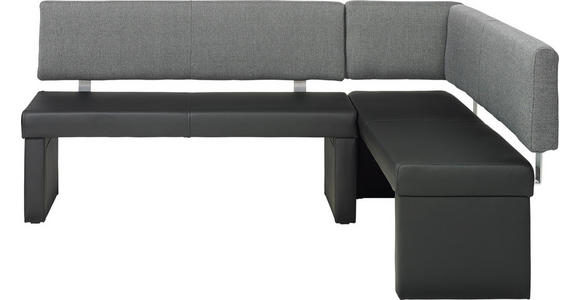 ECKBANK 148/196 cm in Grau, Schwarz - Schwarz/Grau, KONVENTIONELL, Textil/Metall (148/196cm) - Carryhome