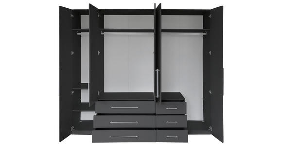 DREHTÜRENSCHRANK in Anthrazit, Anthrazit Hochglanz - Anthrazit/Anthrazit Hochglanz, KONVENTIONELL, Holzwerkstoff/Metall (244/218,6/59,4cm) - Xora