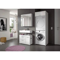 BADEZIMMER 3-teilig  in 161 cm  - Weiß Hochglanz/Silberfarben, Trend, Glas/Holzwerkstoff (161cm) - MID.YOU