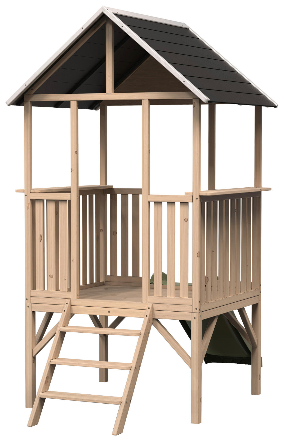 SPIELHAUS  - Naturfarben/Grün, KONVENTIONELL, Holz/Kunststoff (226/120/203cm) - EXIT Toys