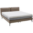 BOXSPRINGBETT 200/200 cm  in Hellbraun  - Hellbraun/Schwarz, Design, Textil/Metall (200/200cm) - Johann Jakob