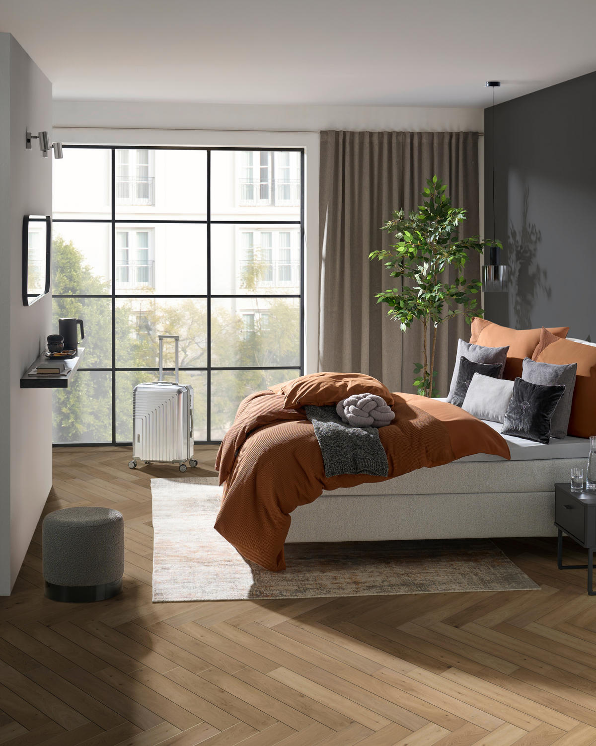 BOXSPRINGBETT 180/200 cm  in Creme, Hellgrau  - Creme/Hellgrau, Design, Holzwerkstoff/Kunststoff (180/200cm) - RUF Betten