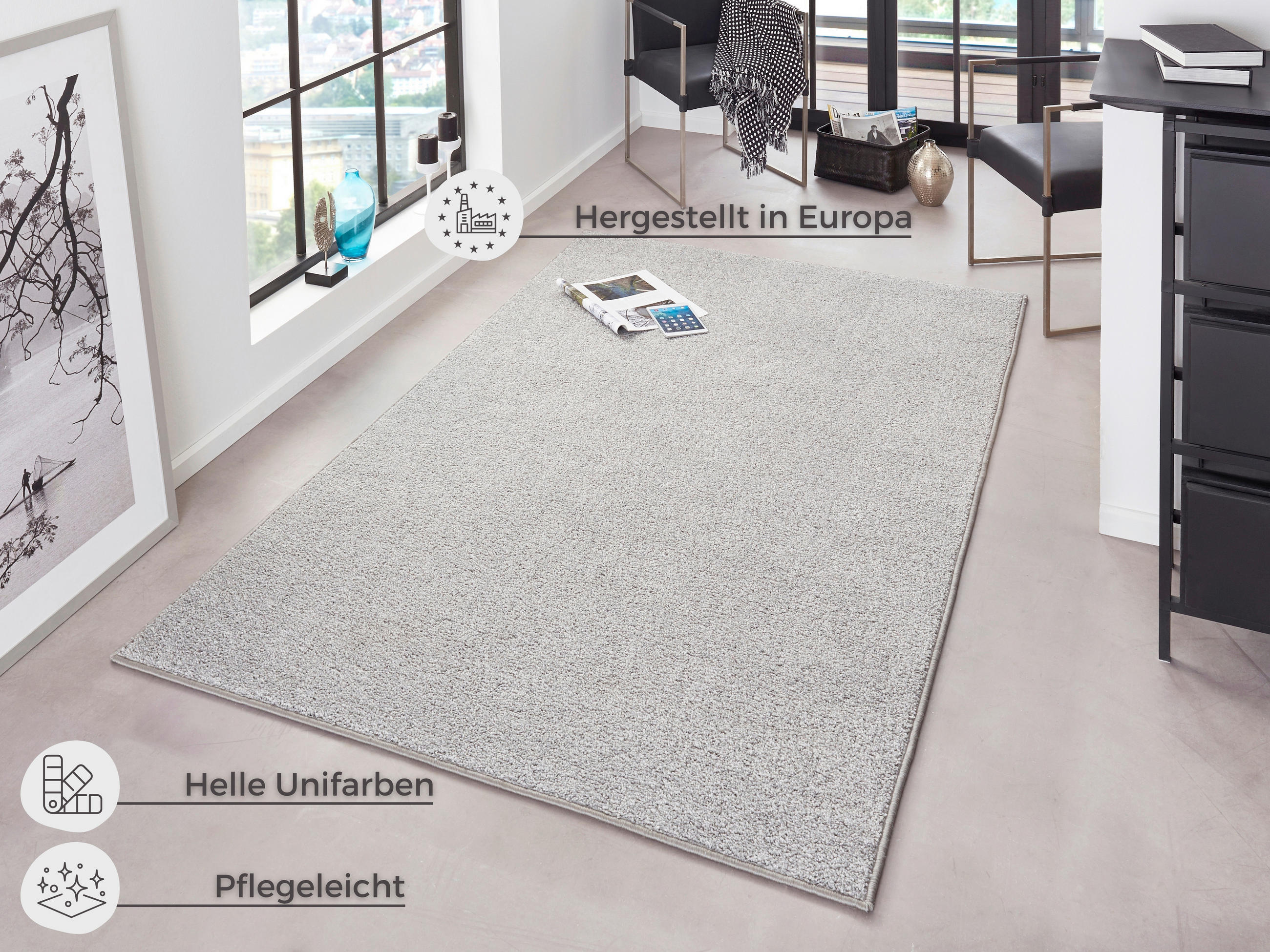 WEBTEPPICH 140/200 cm Pure Hellgrau  - Hellgrau, Basics, Kunststoff (140/200cm) - Hanse Home