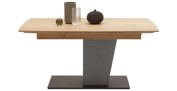 ESSTISCH Kerneiche massiv bootsförmig Anthrazit, Grau, Eichefarben - Eichefarben/Anthrazit, Natur, Holz/Metall (160(260)/88/95/76cm) - Valnatura