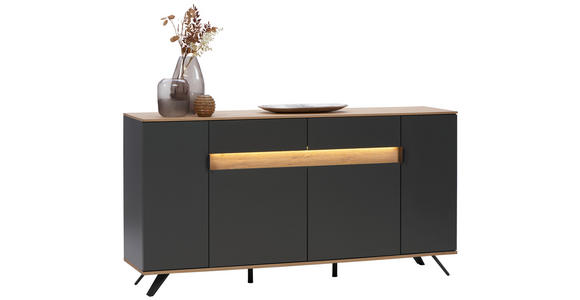 SIDEBOARD Anthrazit, Eichefarben  180,6/82/42 cm  - Eichefarben/Anthrazit, MODERN, Holzwerkstoff/Metall (180,6/82/42cm) - Dieter Knoll