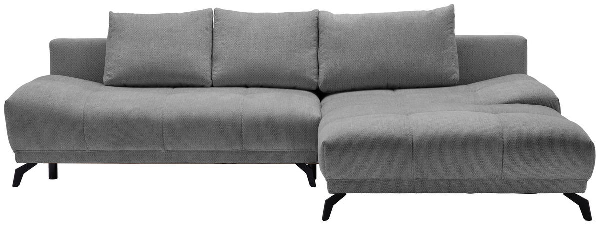 ECKSOFA in Chenille Grau, Dunkelgrau  - Dunkelgrau/Schwarz, Modern, Textil/Metall (290/182cm) - Hom`in