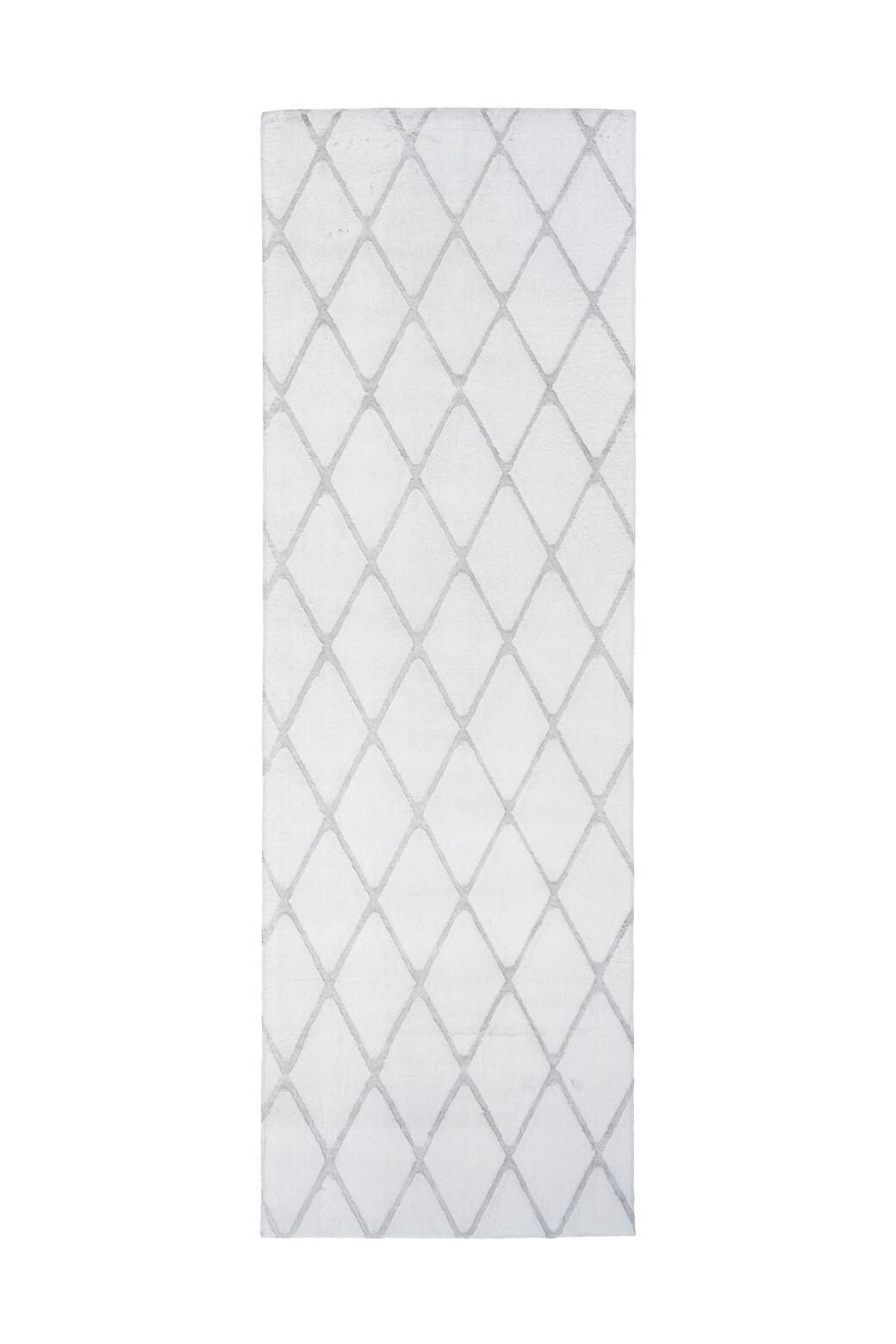 TEPPICH 80/250 cm Vivica 225 Weiß / Graublau Grau, Weiß  - Weiß/Grau, KONVENTIONELL, Textil (80/250cm)