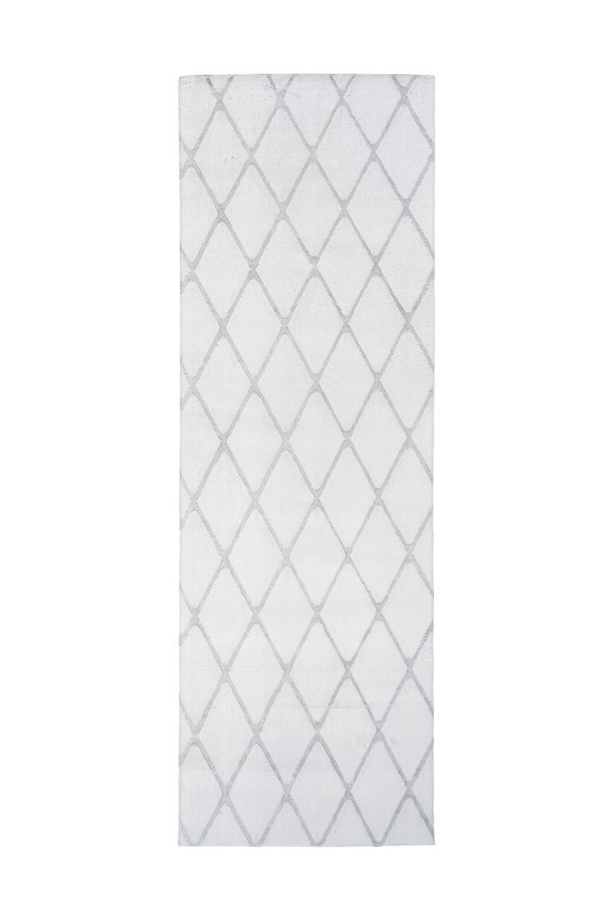 TEPPICH 80/250 cm Vivica 225 Weiß / Graublau Grau, Weiß  - Weiß/Grau, KONVENTIONELL, Textil (80/250cm)