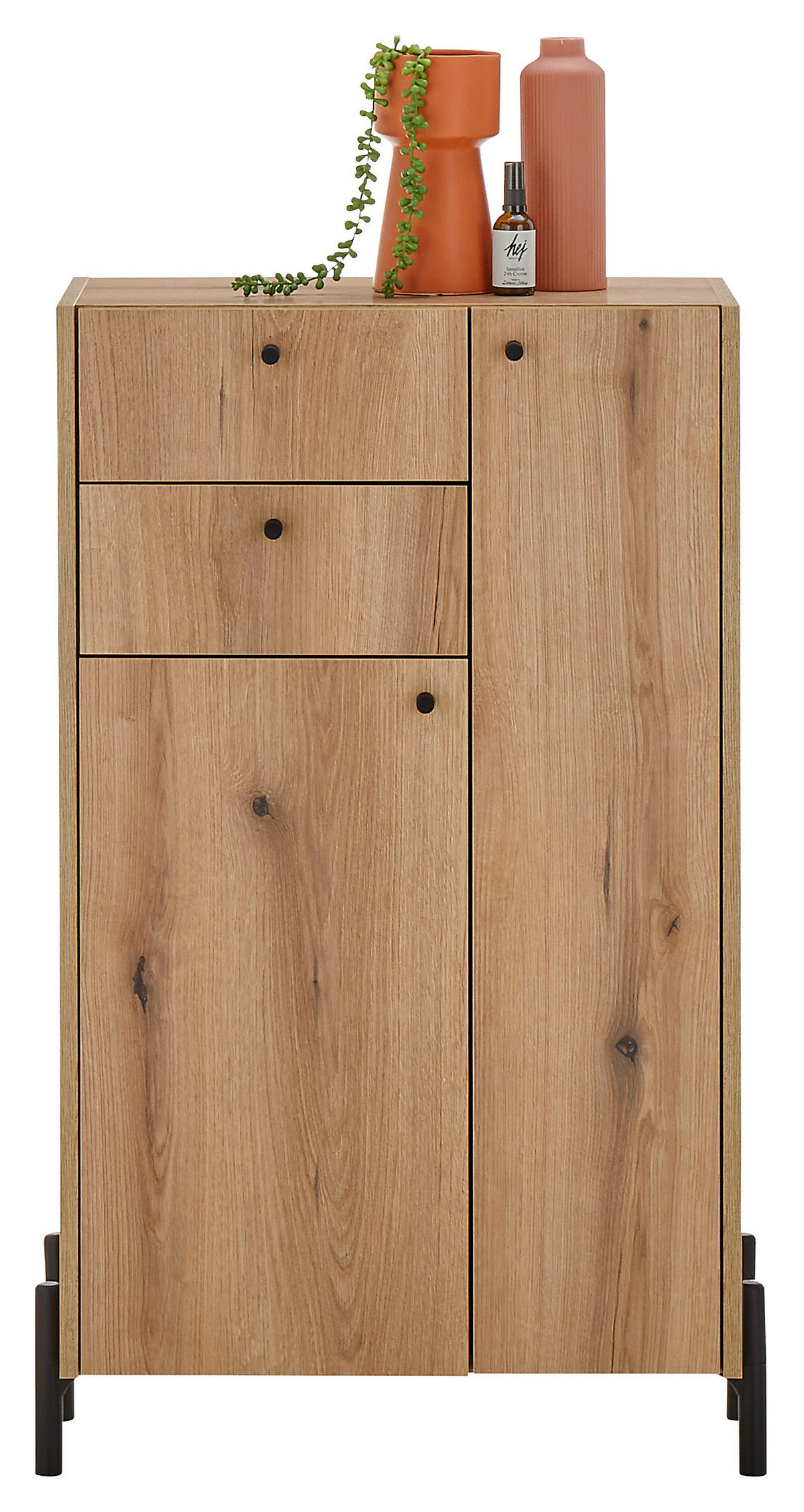 MIDI SKŘÍŇKA, barvy dubu, 60/104/32 cm - černá/barvy dubu, Moderní, kompozitní dřevo/plast (60/104/32cm) - MID.YOU