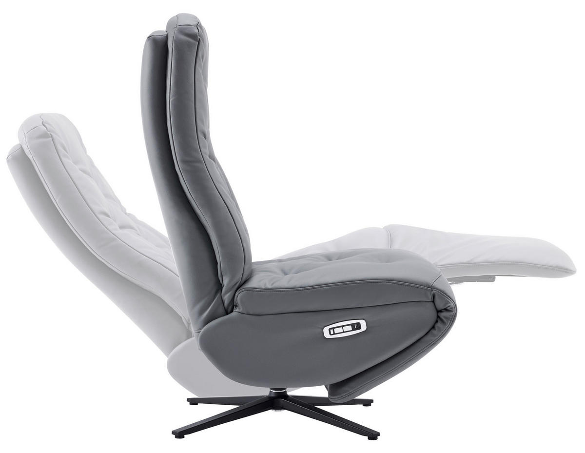 RELAXSESSEL NORA Lederlook, Mikrofaser    - Schwarz/Grau, Design, Textil/Metall (68/113/84cm) - Livetastic