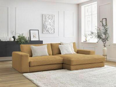 ECKSOFA  LEONARD Gelb Cord  - Gelb/Schwarz, MODERN, Kunststoff/Textil (234/159cm)