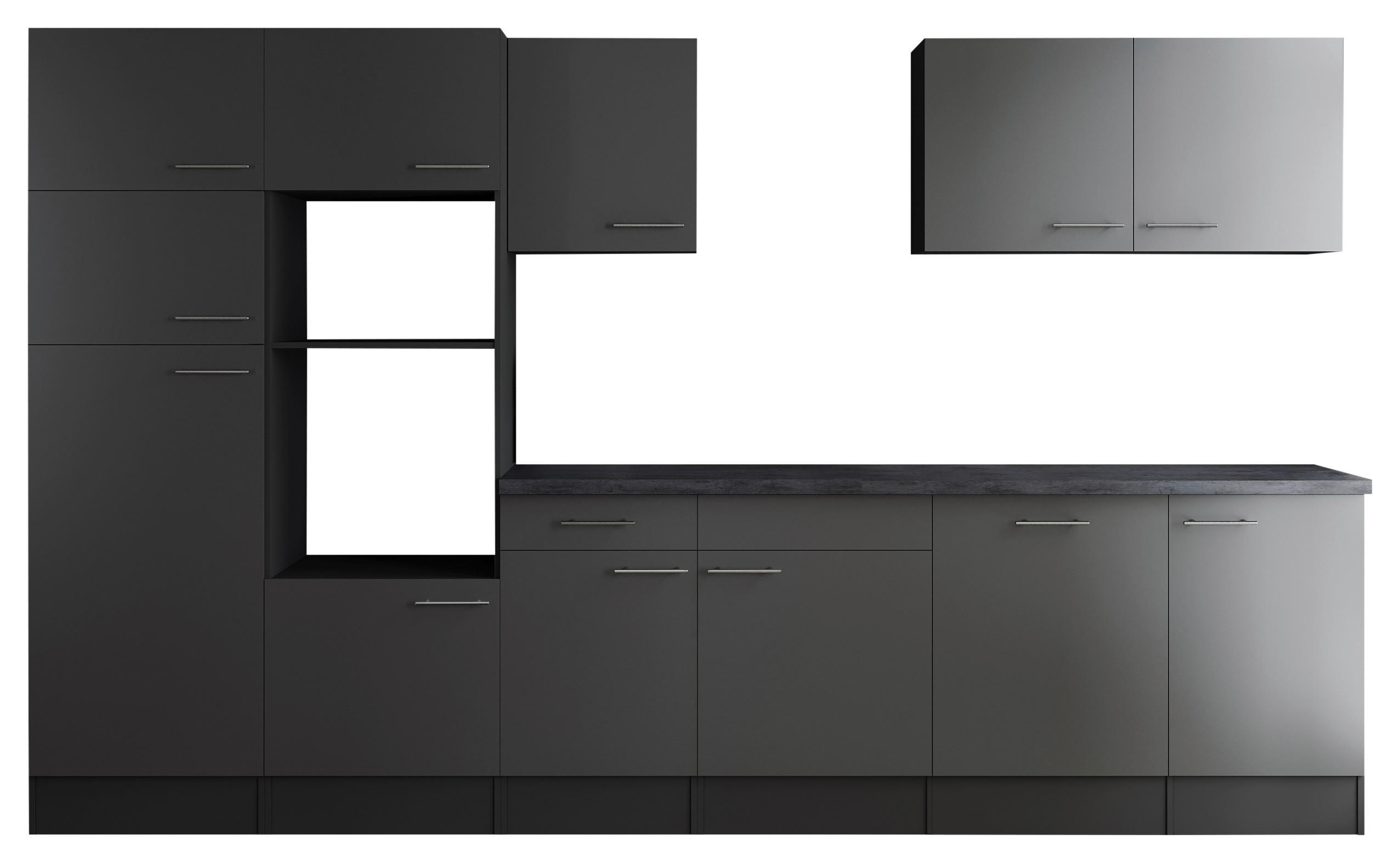 KÜCHENLEERBLOCK 340 cm   in Grau  - Silberfarben/Grau, Design, Holzwerkstoff/Metall (340cm) - Respekta