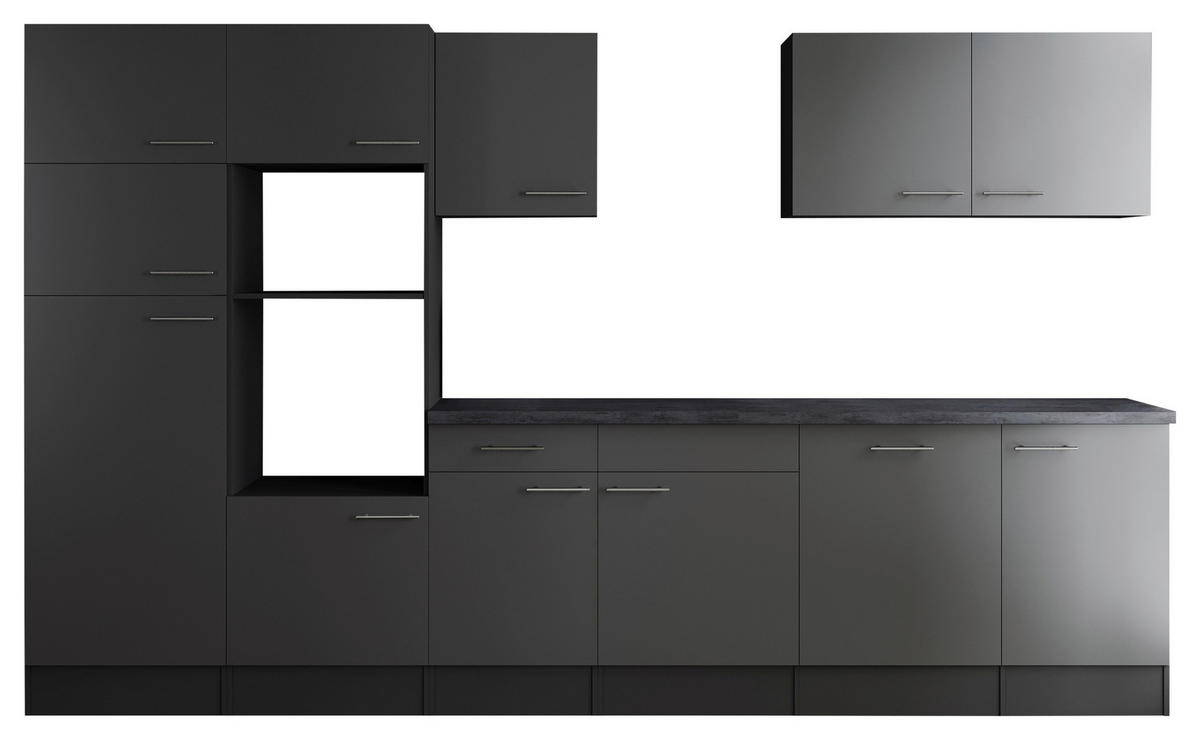 KÜCHENLEERBLOCK 340 cm   in Grau  - Silberfarben/Grau, Design, Holzwerkstoff/Metall (340cm) - Respekta