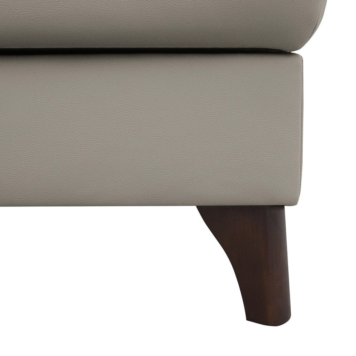 ECKSOFA in Lederlook Echtleder Platinfarben  - Platinfarben/Buchefarben, Design, Leder/Holz (238/168cm) - Livetastic