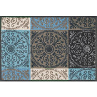 FUßMATTE  40/60 cm  Blau, Grau, Beige  - Blau/Beige, Basics, Kunststoff/Textil (40/60cm) - wash+dry