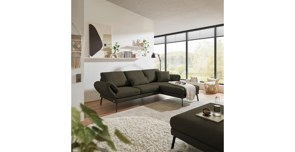 ECKSOFA  in Flachgewebe Dunkelgrün  255-365/175-224 cm  - Dunkelgrün/Schwarz, Design, Textil/Metall (255-365/175-224cm) - Dieter Knoll