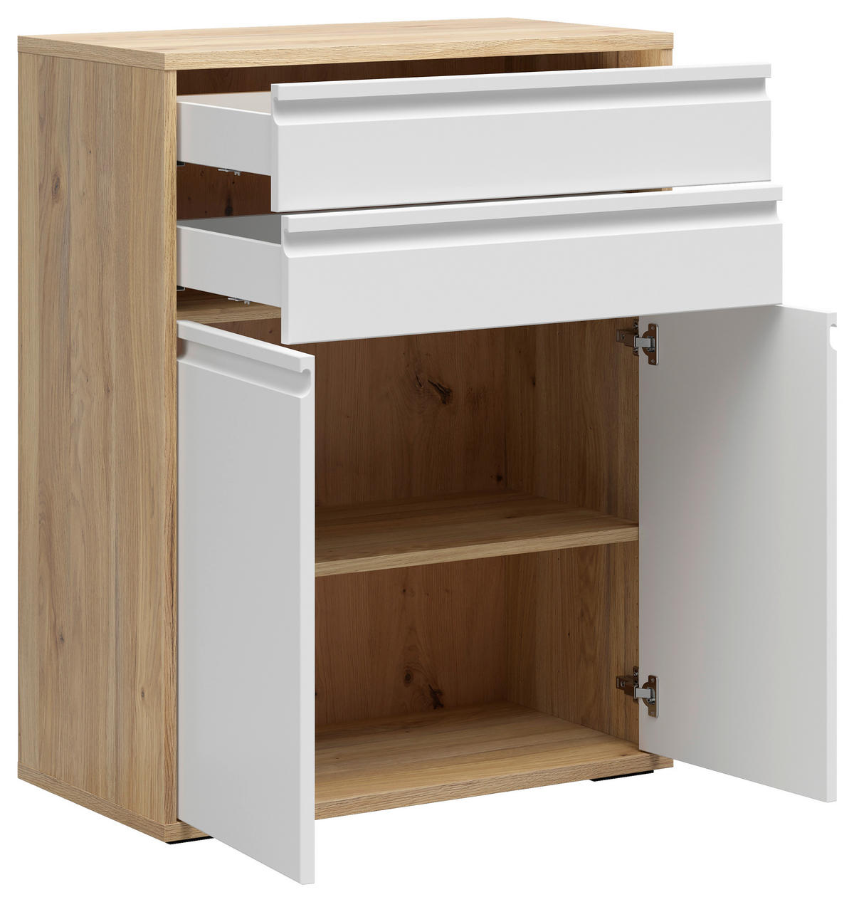 KOMMODE , 80/100/41 cm, 2 Schublade(n)  - Eichefarben/Schwarz, KONVENTIONELL, Holzwerkstoff/Kunststoff (80/100/41cm) - Carryhome