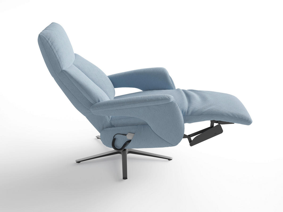 RELAXSESSEL Textil Hellblau  - Schwarz/Hellblau, Basics, Textil/Metall (75/110/85cm) - Sit & More