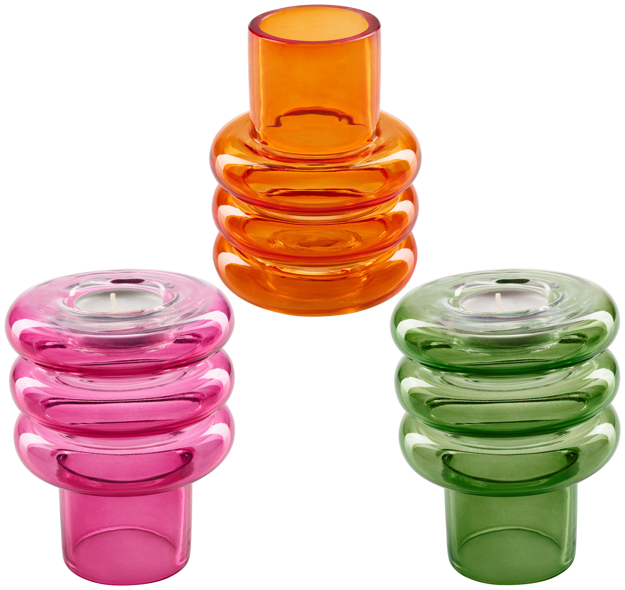 TEELICHTHALTER - Dunkelrosa/Orange, Basics, Glas (10/13cm)