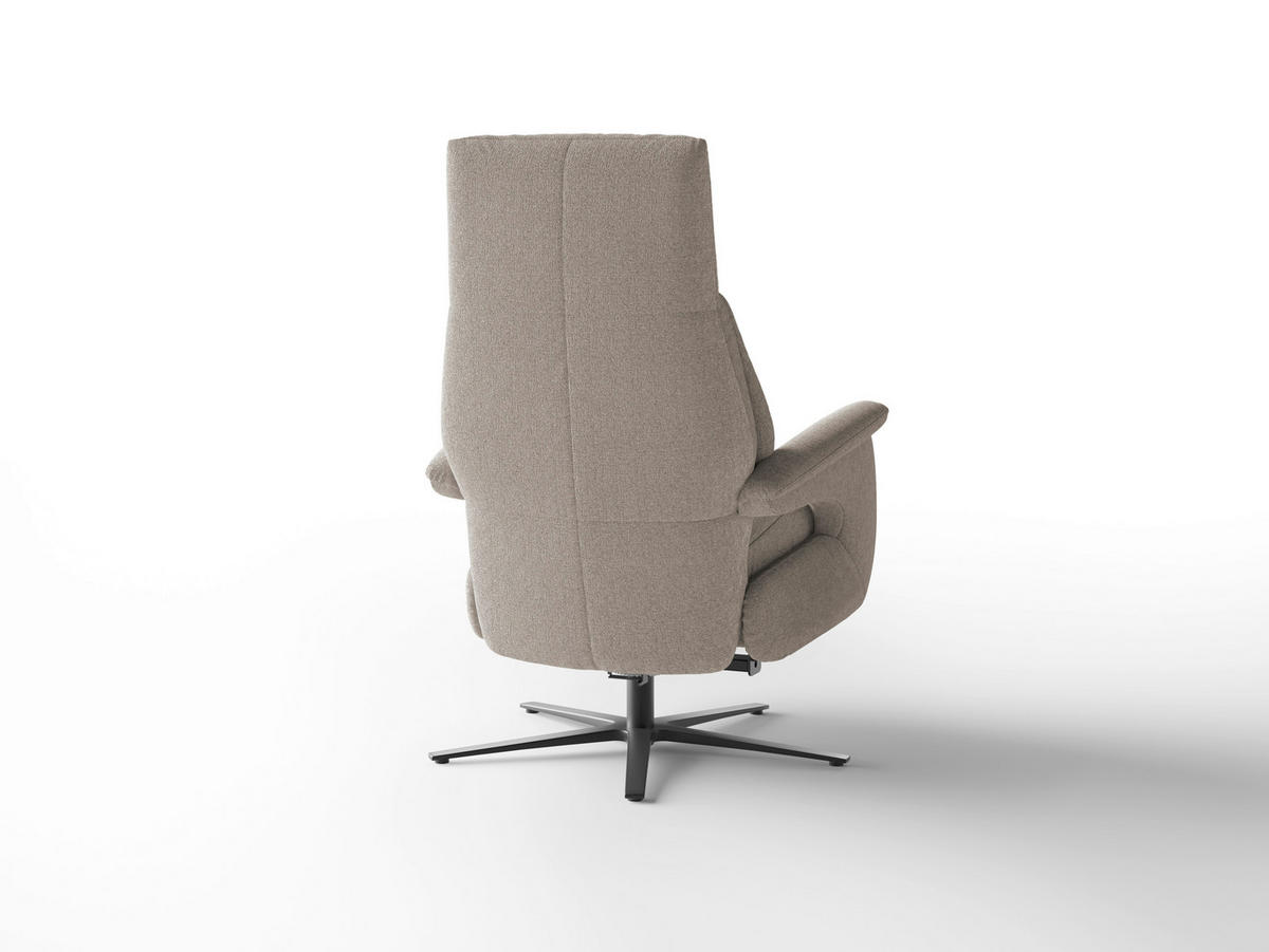 RELAXSESSEL TV LAZY E XS1 Chenille Kopfteilverstellung, Rücken echt    - Taupe/Schwarz, Basics, Textil/Metall (75/110/85cm) - Sit & More