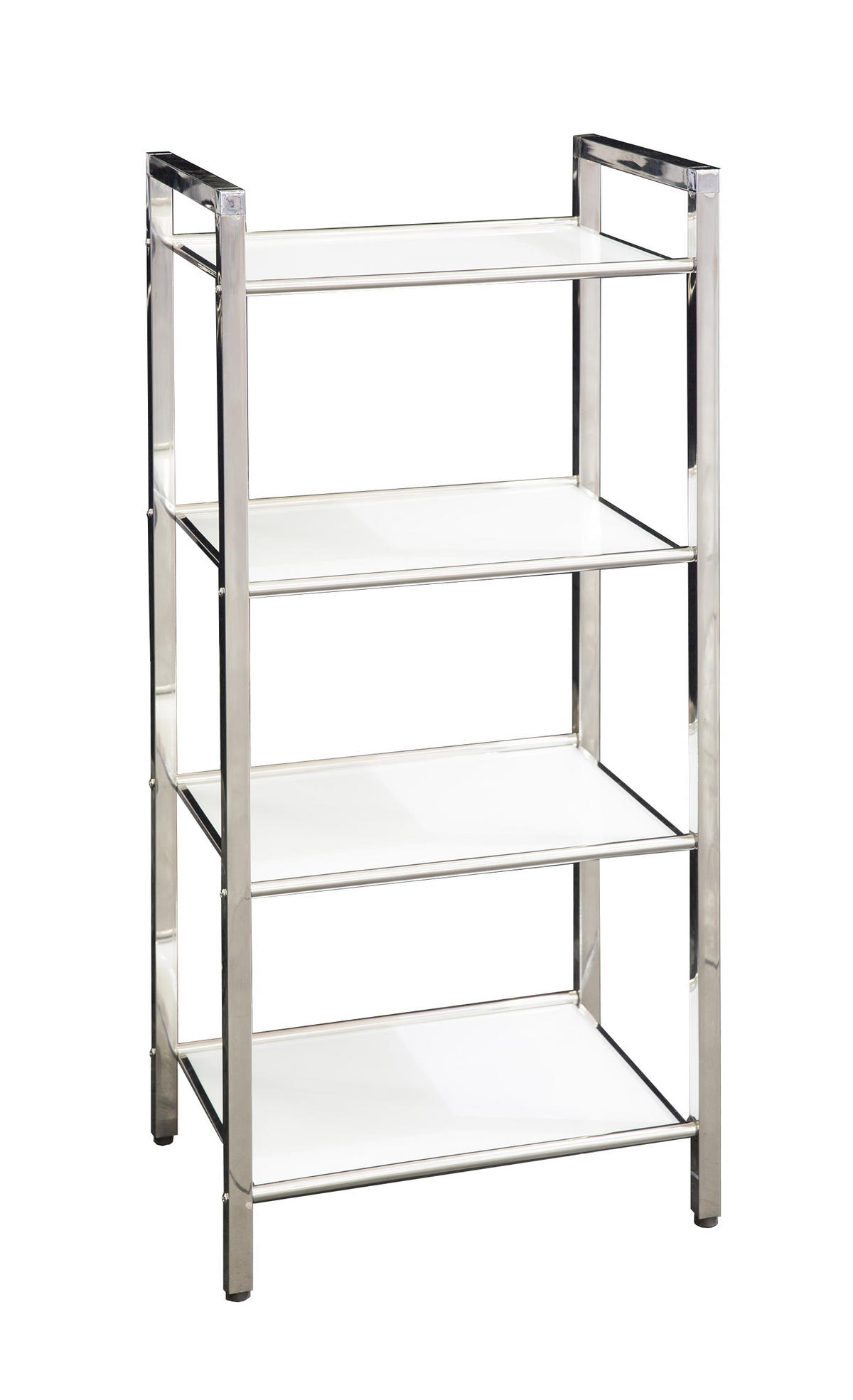 REGAL Weiß, Edelstahlfarben  - Edelstahlfarben/Schwarz, Design, Glas/Kunststoff (30/87/40,5cm)