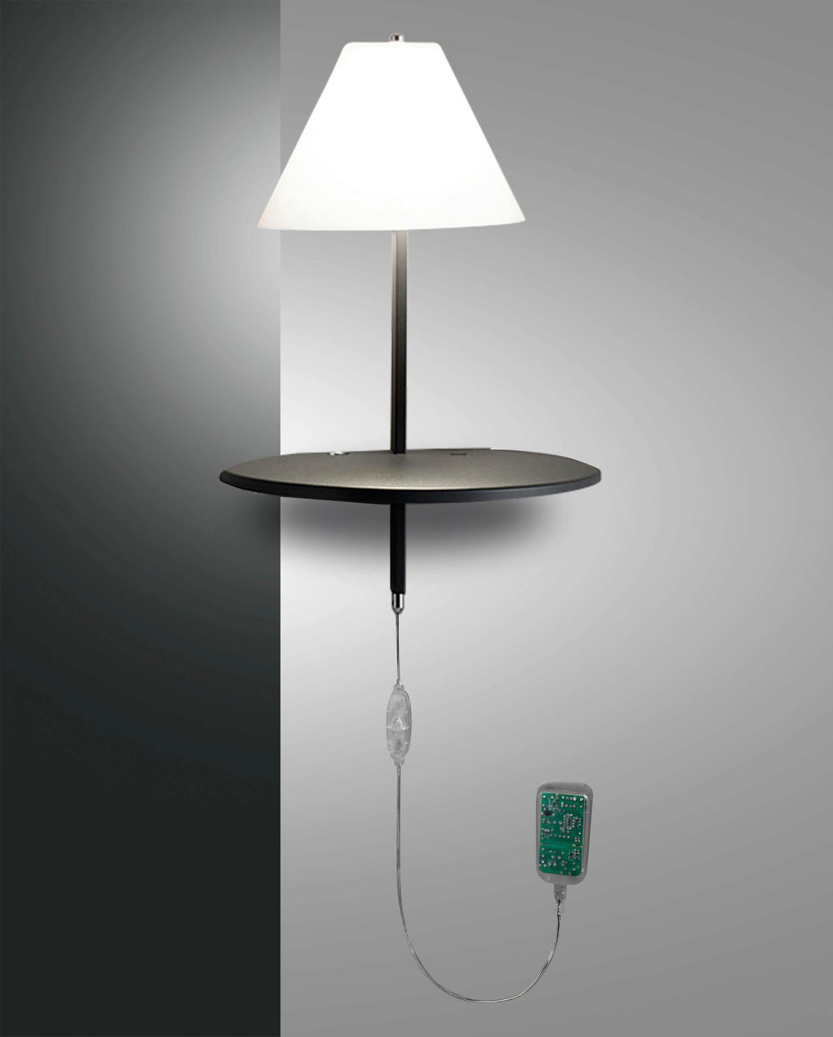 LED-WANDLEUCHTE Goodnight 30/25/47 cm   - Anthrazit/Weiß, Design, Glas/Metall (30/25/47cm) - Fabas Luce