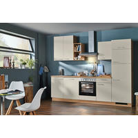 KÜCHENBLOCK 280 cm   in Eichefarben, Hellgrau  - Chromfarben/Eichefarben, KONVENTIONELL, Holzwerkstoff/Metall (280cm) - Welnova