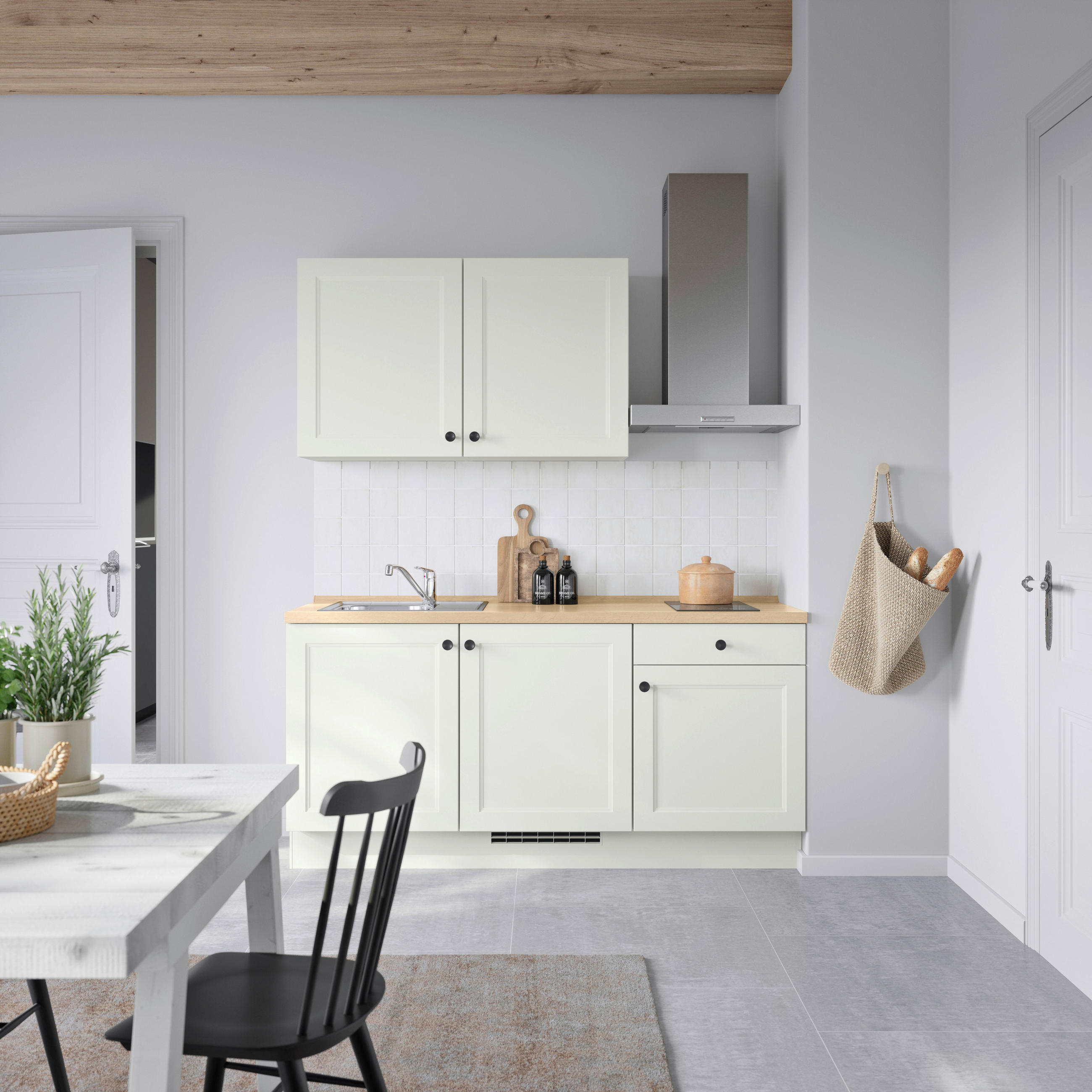 KÜCHENBLOCK 180 cm   in Weiß, Eichefarben  - Eichefarben/Schwarz, MODERN, Holzwerkstoff/Metall (180cm) - Nobilia